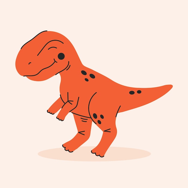 Dinossauro de desenho animado bonito dino tyrannosaurus rex ilustração vetorial simples isolada em fundo branco