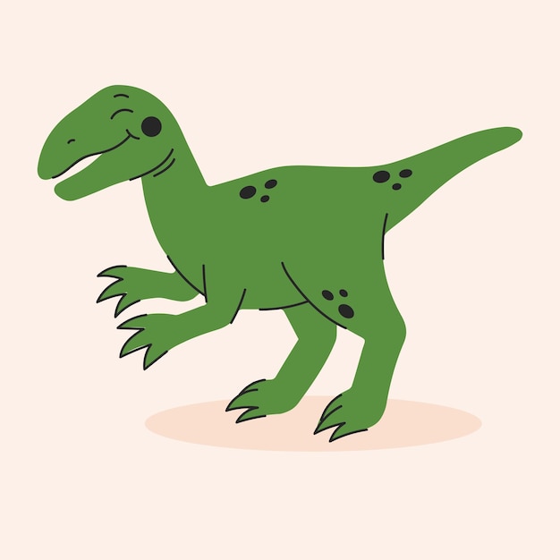 Vetor dinossauro de desenho animado dino velociraptor ilustração vetorial simples isolada em fundo branco bebê