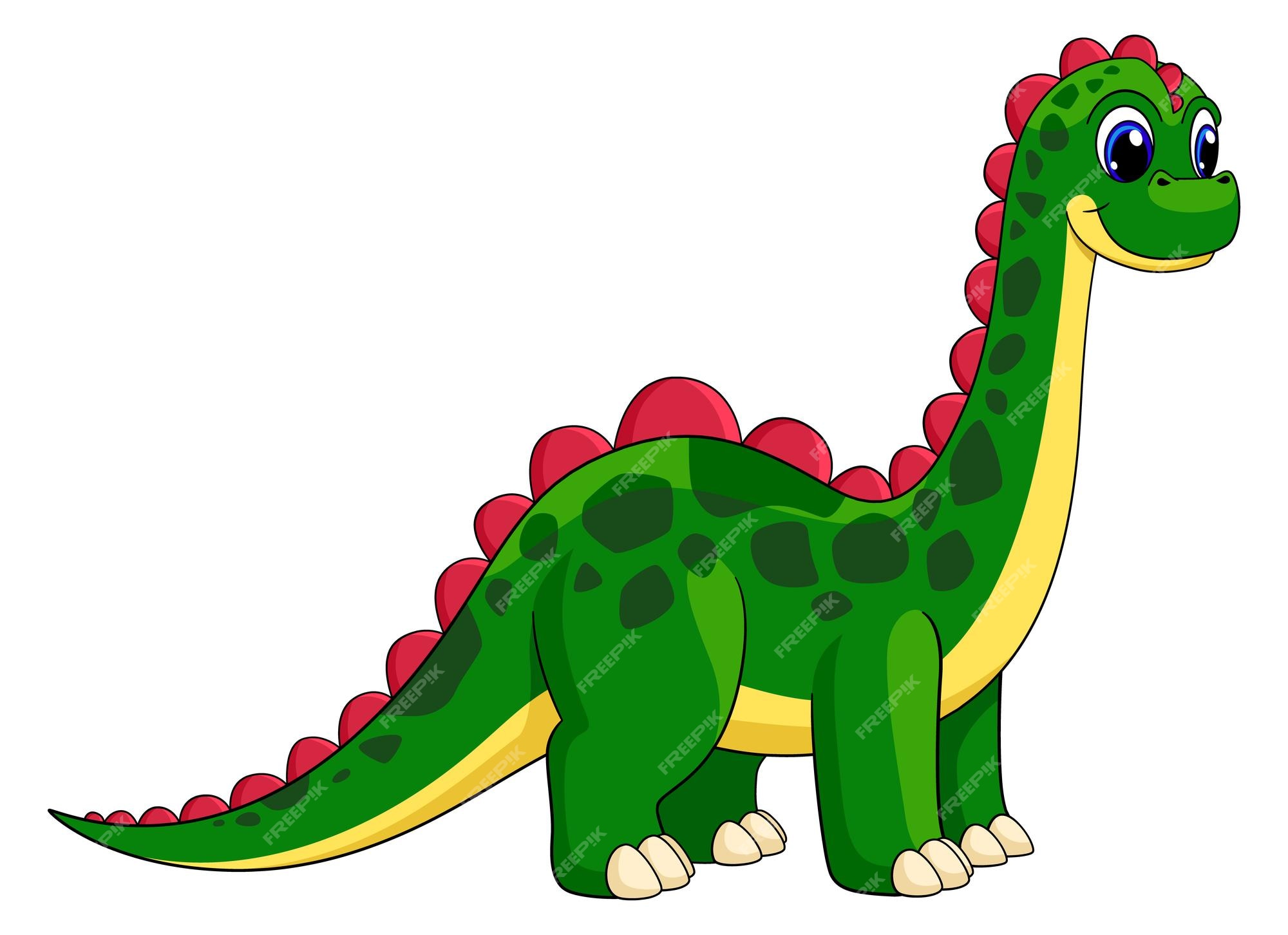 Dinossauro de desenho animado verde engraçado dino bebê fofo