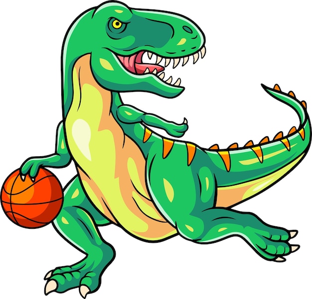 Vetor dinossauro dos desenhos animados um jogador de basquete