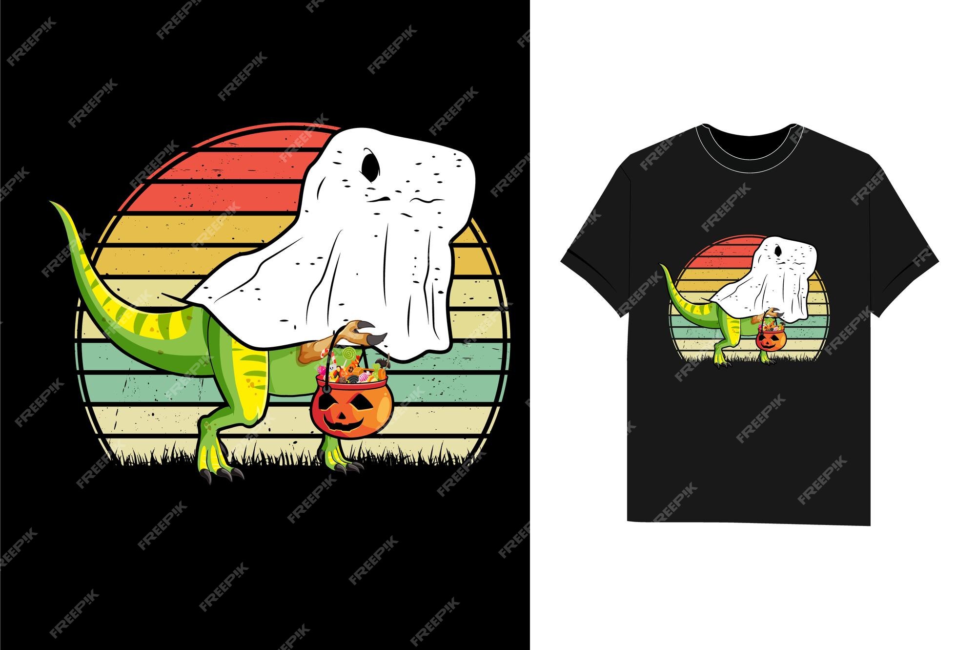 Dinossauro fantasma engraçado dino moon candy toddler boys halloween t shirt  design