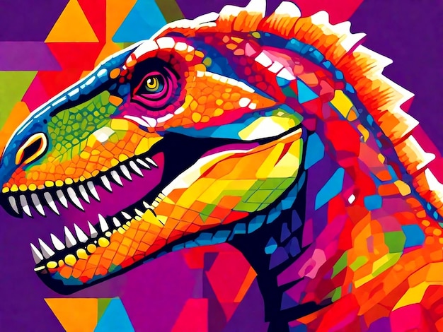 Vetor dinossauro feko com cores vivas