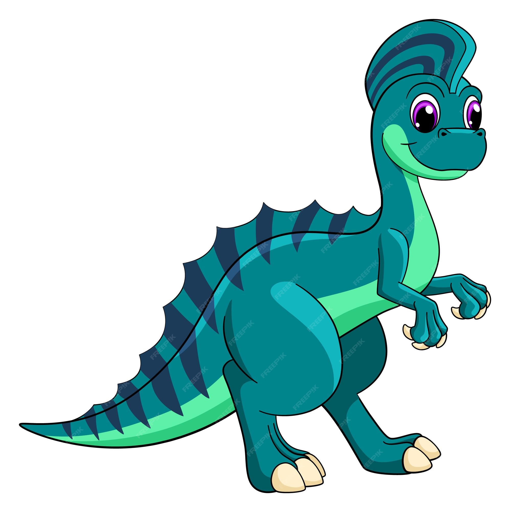 Personagem de desenho animado de dinossauro verde com raiva correndo