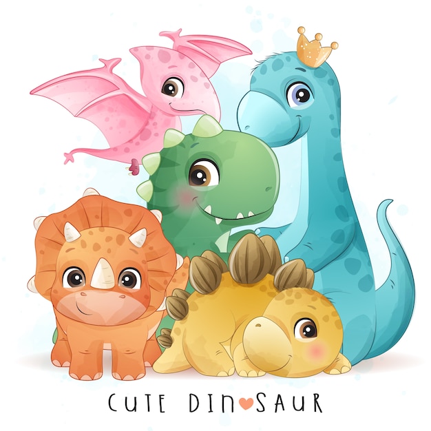 Desenhos animados bonitos do dinossauro verde ilustração royalty free   Desenho animado de dinossauro, Imagens de dinossauros, Decoração dinossauros  festa infantil