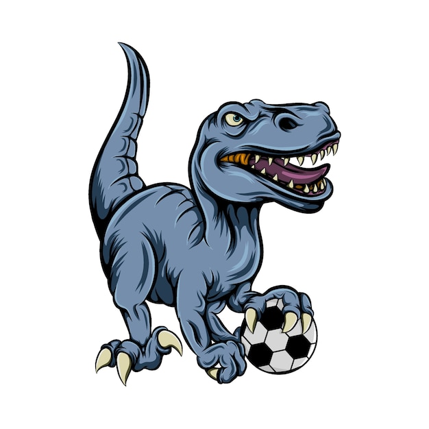Dinossauro jogando futebol pela inspiração do mascote do clube de futebol
