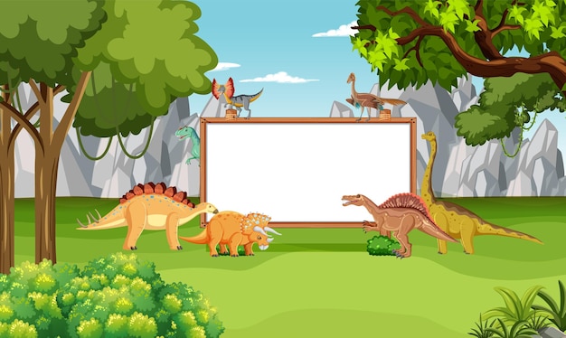 Dinossauro na cena da floresta pré-histórica