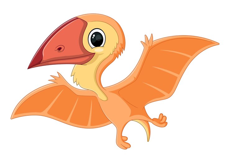 Dinossauro nemicolopterus de desenho animado em fundo branco.