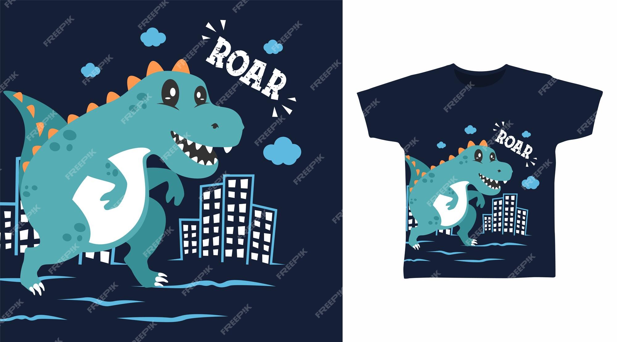 Baixar Vetor De Design De Camiseta T-rex De Desenho Animado