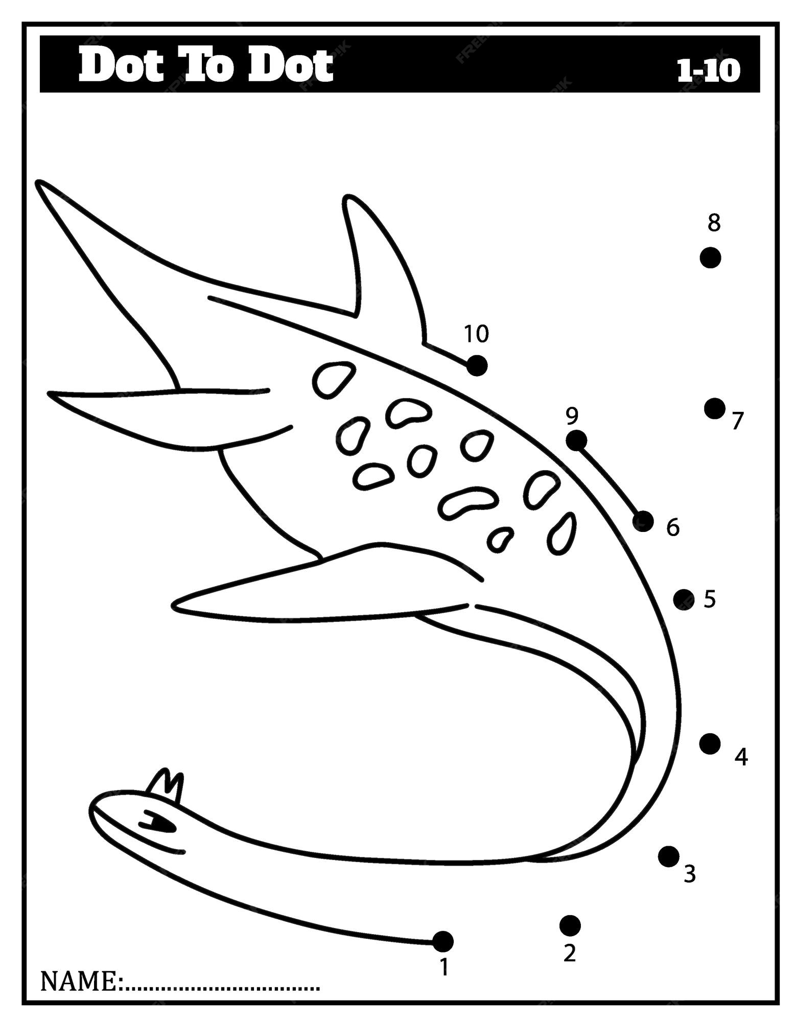 Dinossauro. ponto a ponto. desenhe uma linha. jogo para criança