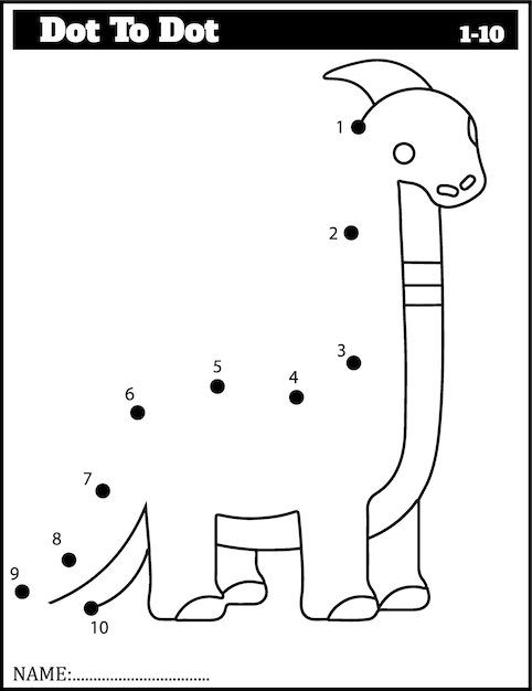 Conecte os pontos e desenhe um dinossauro fofo jogo de ponto a ponto com a  página educacional do tyrannosaurus rex para crianças