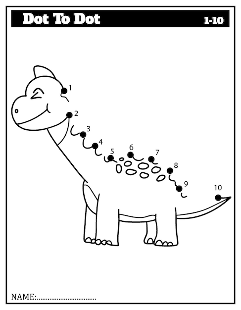 Dinossauro. ponto a ponto. desenhe uma linha. jogo para criança