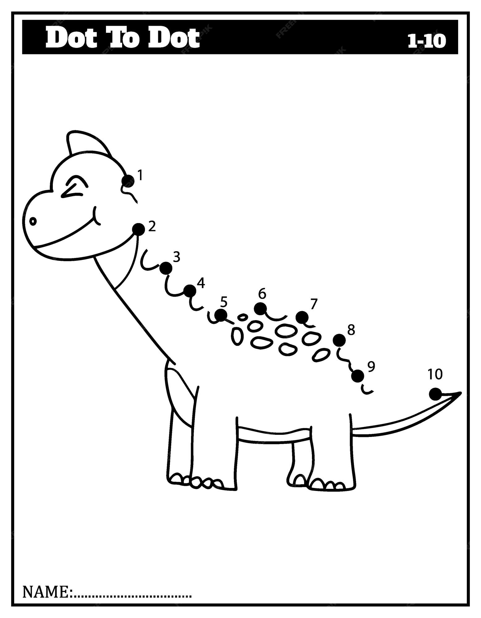 Dinossauro. ponto a ponto. desenhe uma linha. jogo para criança