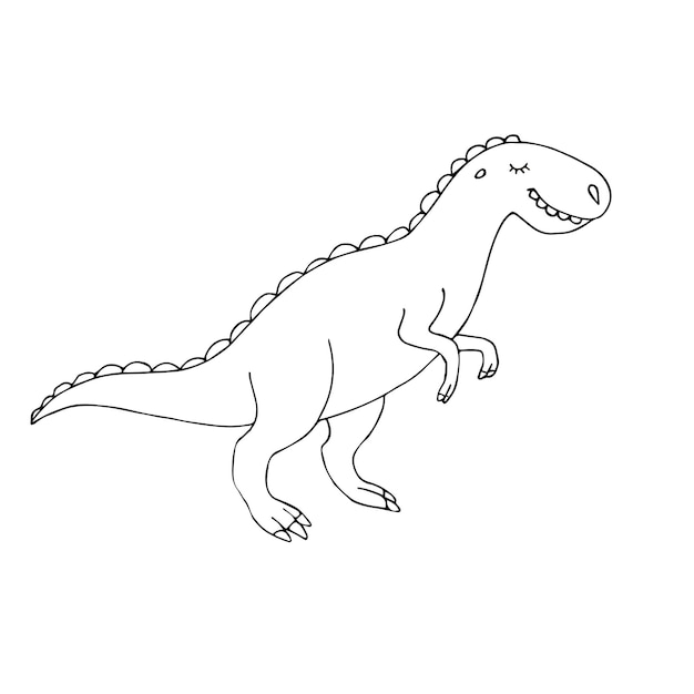 Dinossauro tiranossauro rex desenhado à mão vetorial isolado no fundo branco