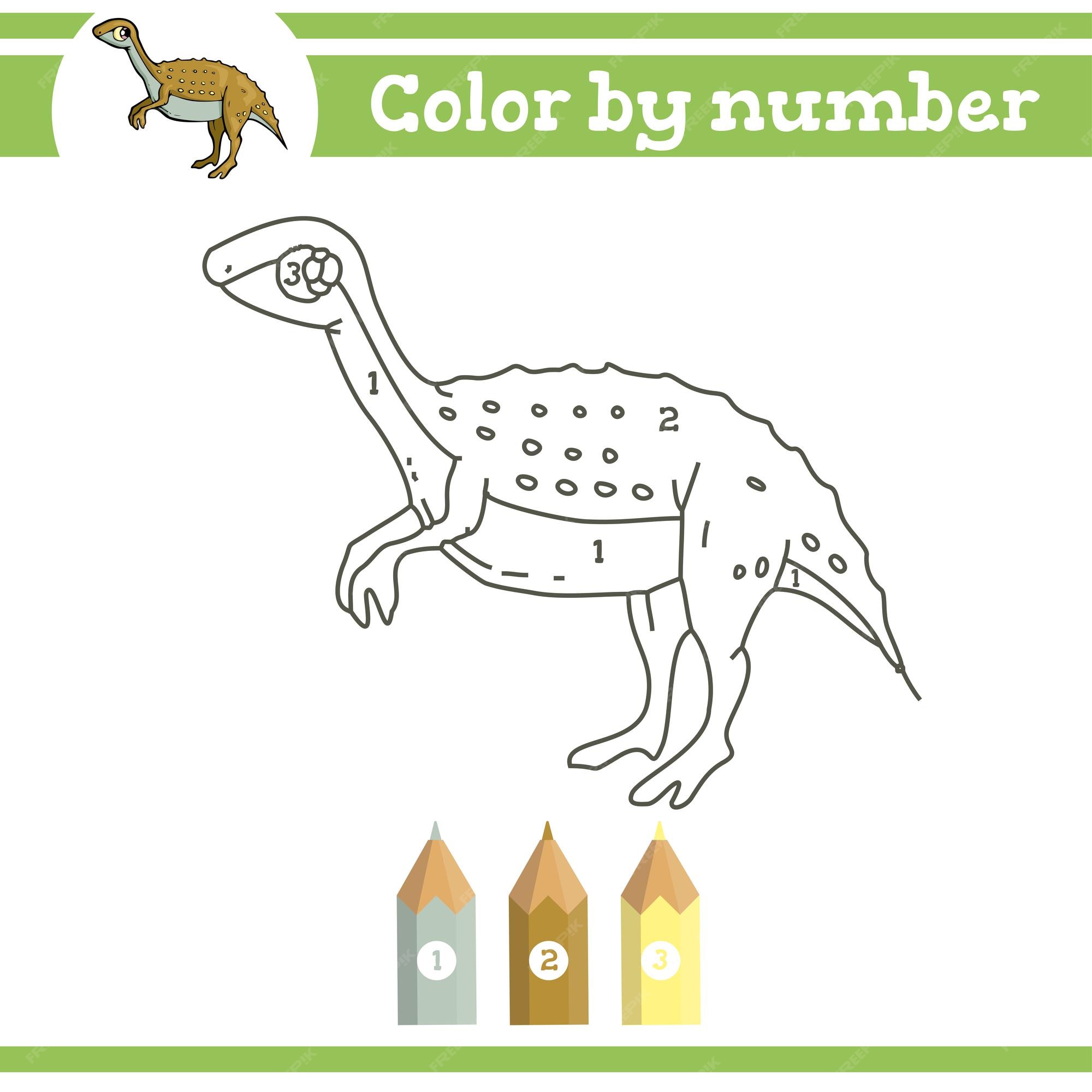 Página De Colorir Dinossauros Para Crianças Pré-escolares. Números