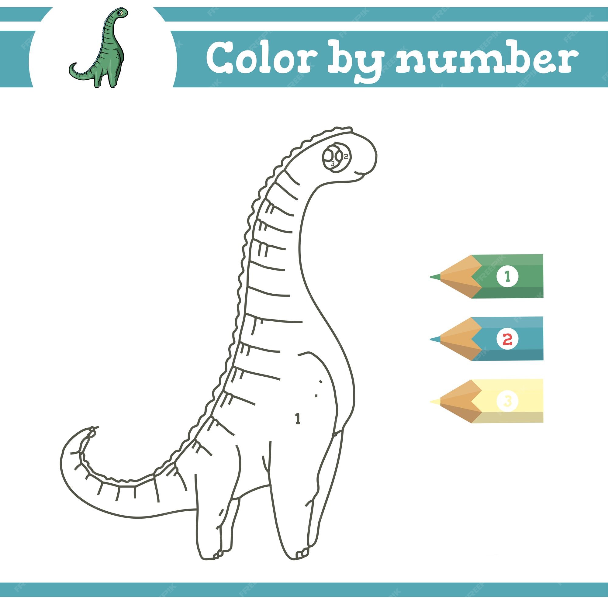 Página De Colorir Dinossauros Para Crianças Pré-escolares. Números