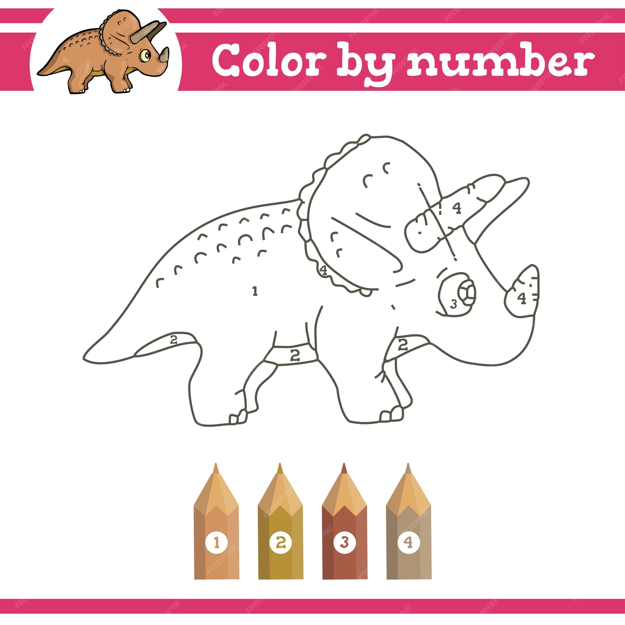 Página De Colorir Dinossauros Para Crianças Pré-escolares. Números