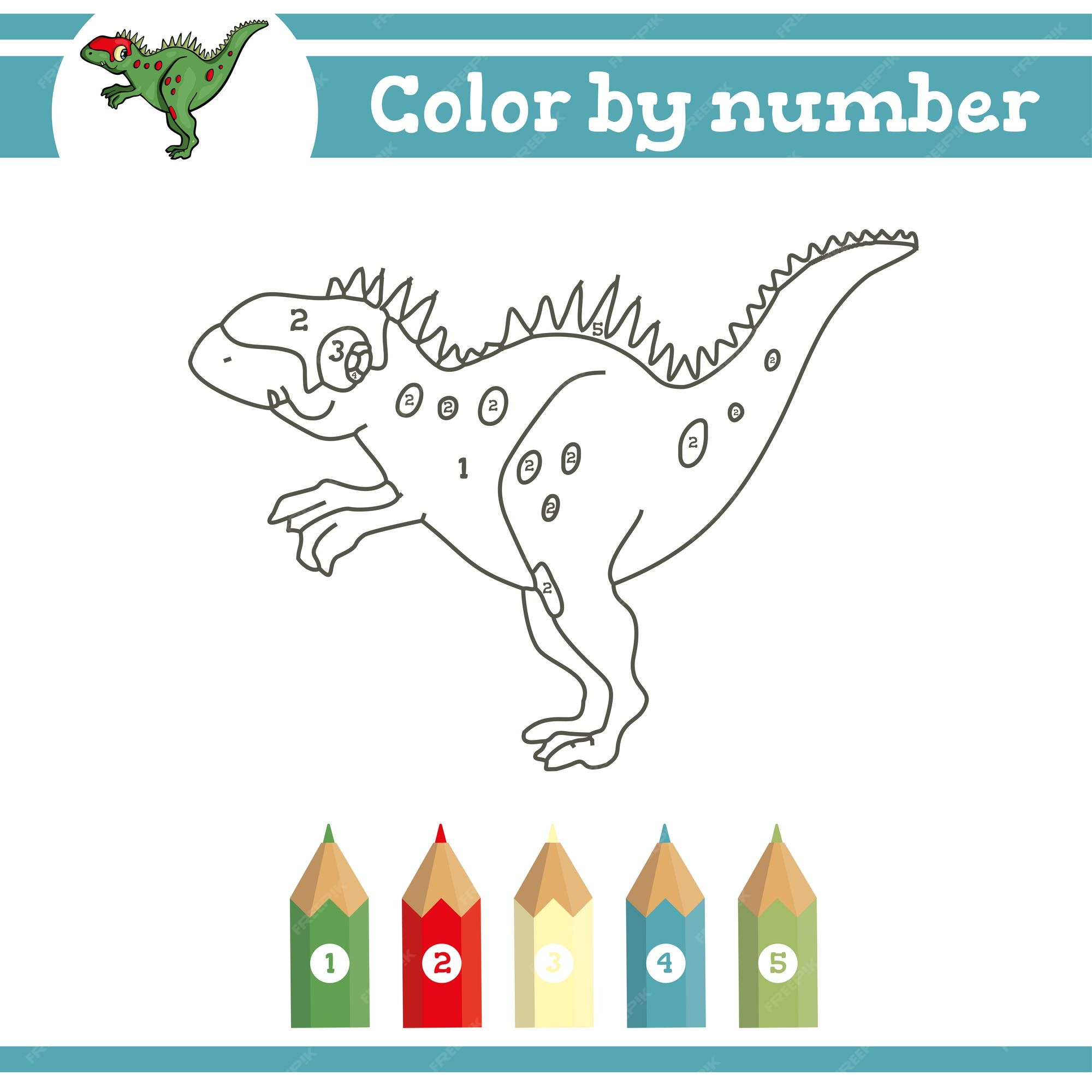 Página De Colorir Dinossauros Para Crianças Pré-escolares. Números