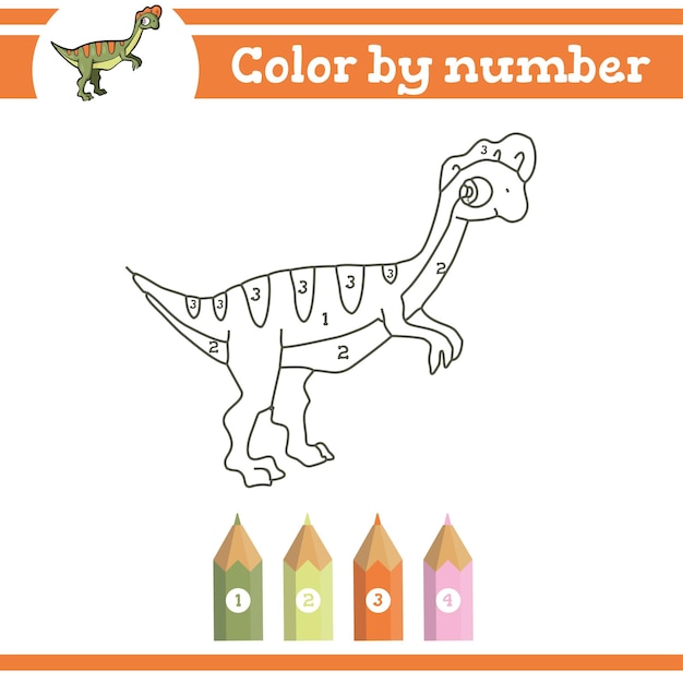 Dinossauros colorindo por números para colorir página para crianças pré-escolares aprender números para jardins de infância