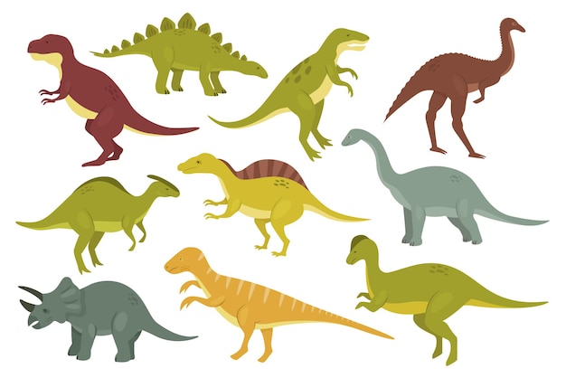 Dinossauros pré-históricos isolados definir coleção de dinossauros de animais selvagens antigos