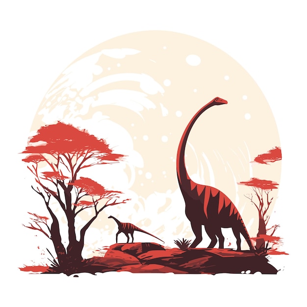 Diplodocus arte vetorial natureza morta pintura ilustração plana para impressão de camiseta