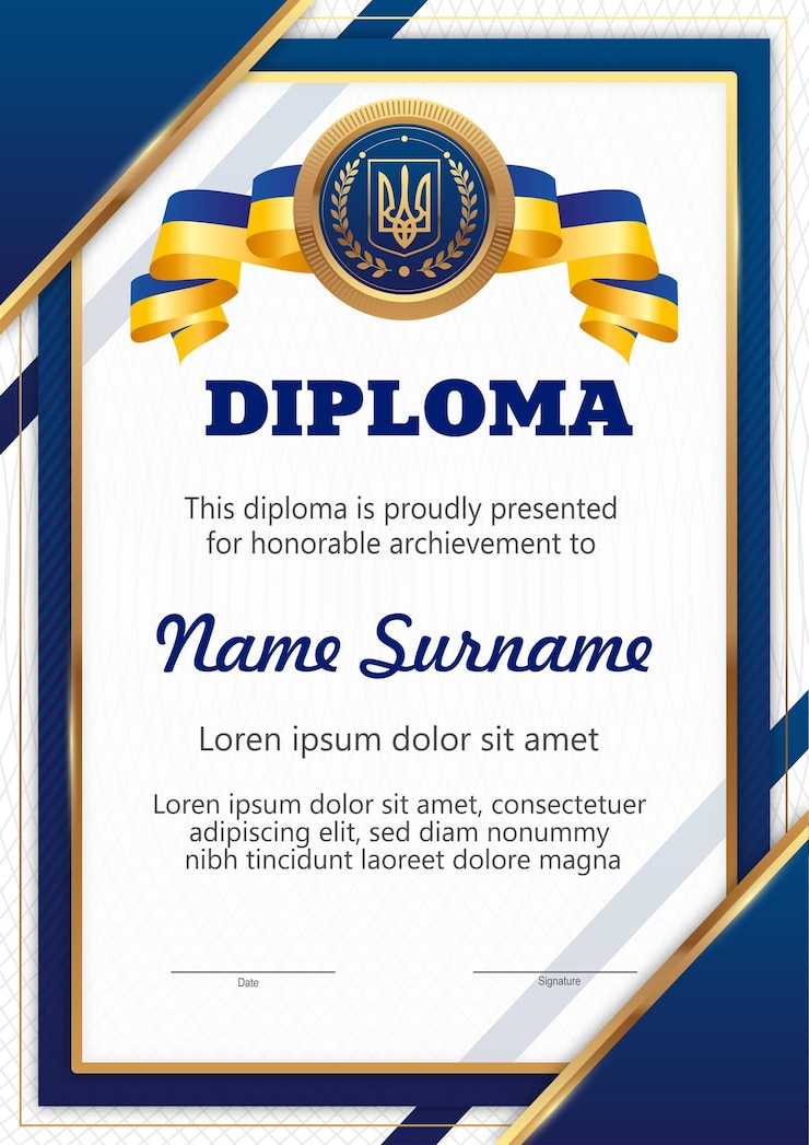 Vetor diploma com elementos de design ucraniano