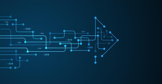 Direção de seta abstrata. Histórico de tecnologia