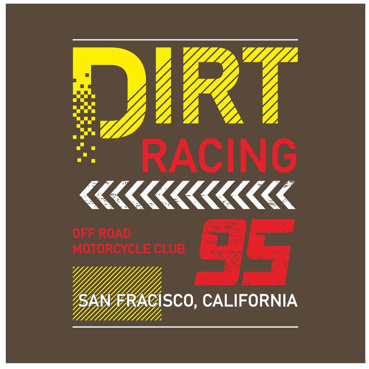 Dirt racing tipografia tshirt design ilustração vetorial premium
