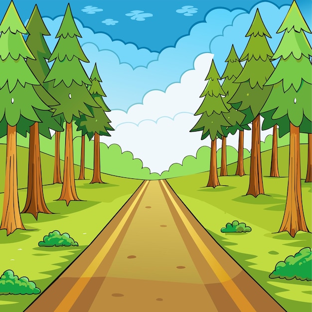 Vetor dirt road at the edge of the forest illustration vector illustration