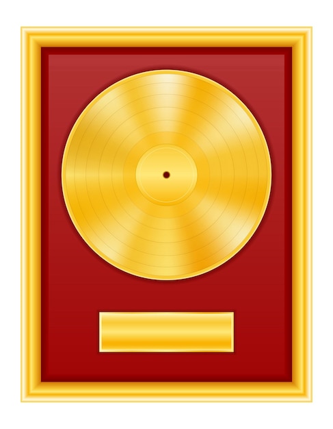 Disco de vinil dourado em ilustração de estoque de quadro isolado no fundo branco