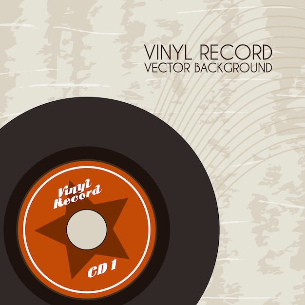 Disco de vinil sobre ilustração vetorial de fundo vintage