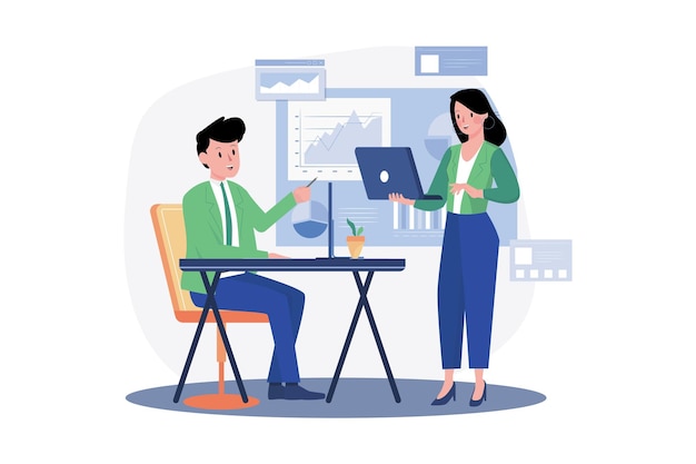 Discussão de marketing com o chefe de marketing