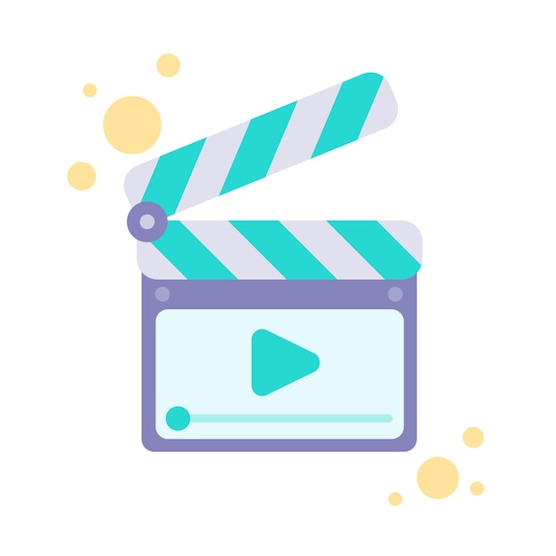 Dispositivo de filmagem de ícone de claquete equipamento de claquete de filme de vídeo conceito criativo de edição de vídeo