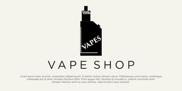 Dispositivo de logotipo vape e ilustração vetorial de fumaça