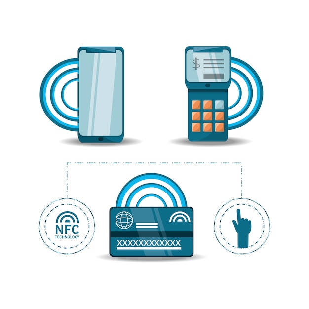 Dispositivos tecnológicos com tecnologia nfc ao redor