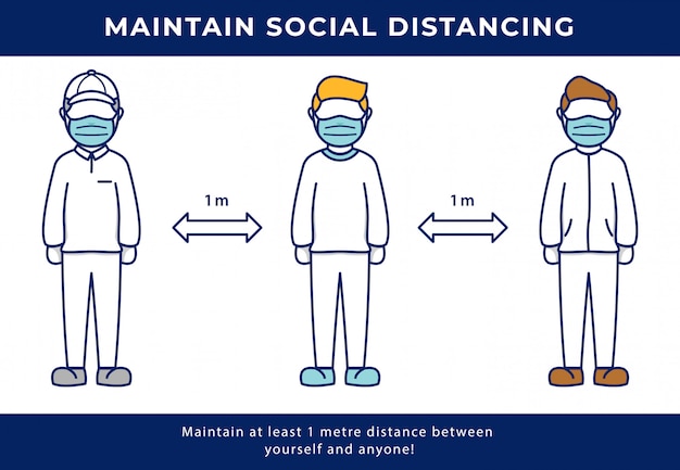 Distanciamento social mantém ilustração do conceito de distância para pandemia de coronavírus covida de luta