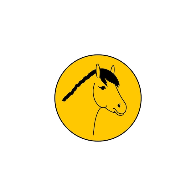 Distintivo amarelo com um retrato de um pônei de shetland