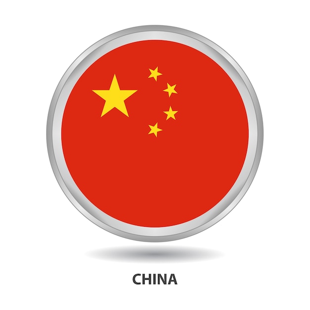 Vetor distintivo de bandeira da china, ícone, botão, série vetorial