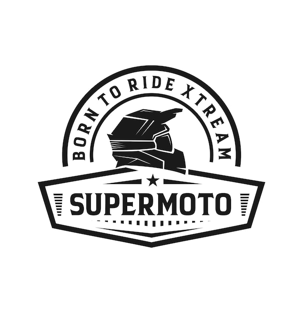 Vetor distintivo de emblema de modelo de design de logotipo de capacete de motocross supermoto