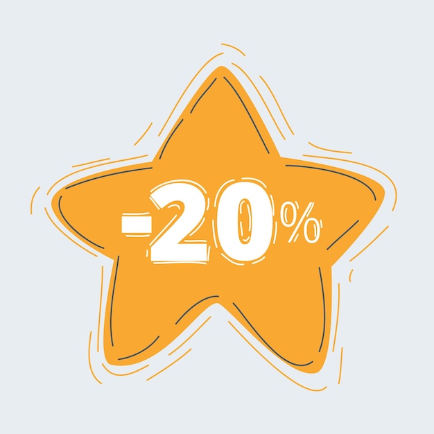 Distintivo de etiqueta de estrela com 20 off label