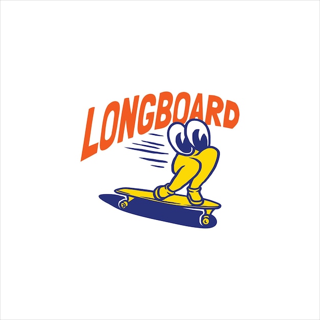 Vetor distintivo de logotipo de longboard desenhado à mão