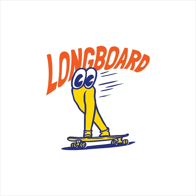 Vetor distintivo de logotipo de longboard desenhado à mão