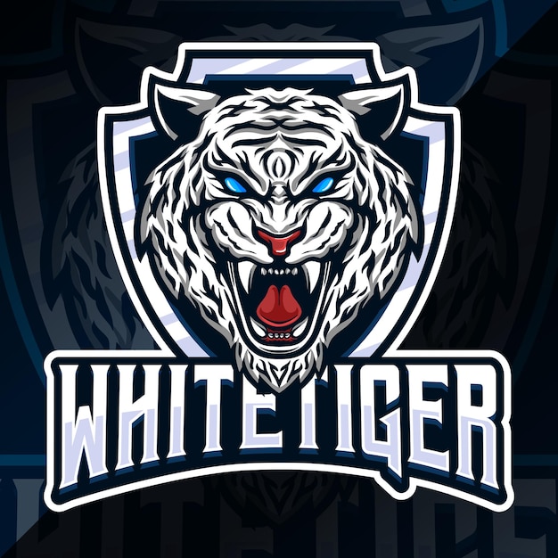 Vetor distintivo de tigre branco emblema esport log