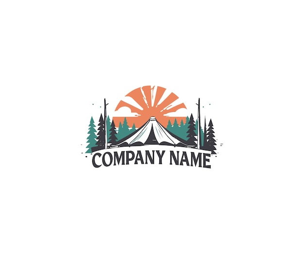 distintivo de vetor de logotipo de ilustração de acampamento e aventura