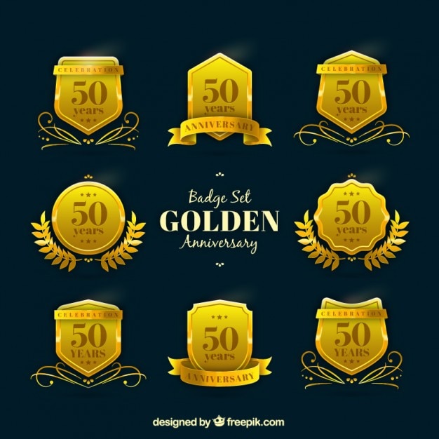 Distintivo definir aniversário dourado