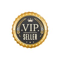 Distintivo dourado de luxo de vendedor vip ou etiqueta premium