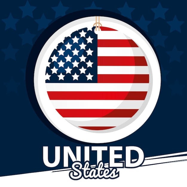 Distintivo isolado com a bandeira da ilustração vetorial dos Estados Unidos
