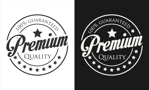 Distintivo preto e branco vintage retrô de qualidade premium