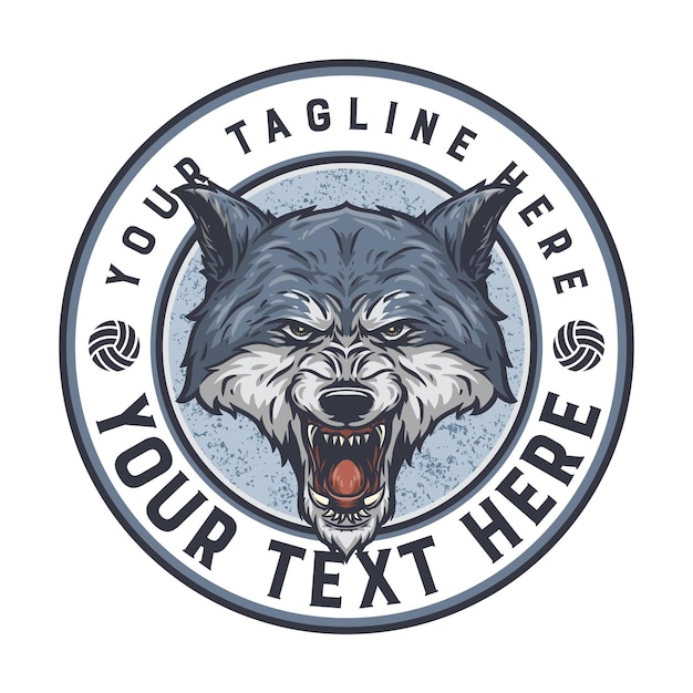Distintivo wolf, texto fácil de mudar de cor e pronto para usar em qualquer necessidade