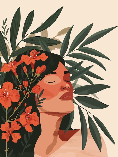 Diversidade de empoderamento das mulheres minimalismo vintage com ilustrações botânicas