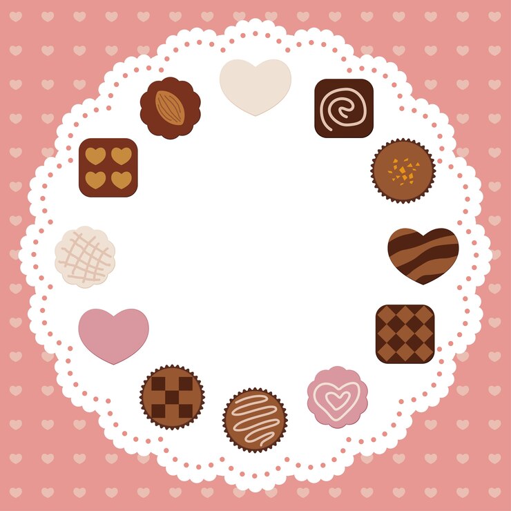 Vetor diversos chocolates dispostos como um quadro redondo